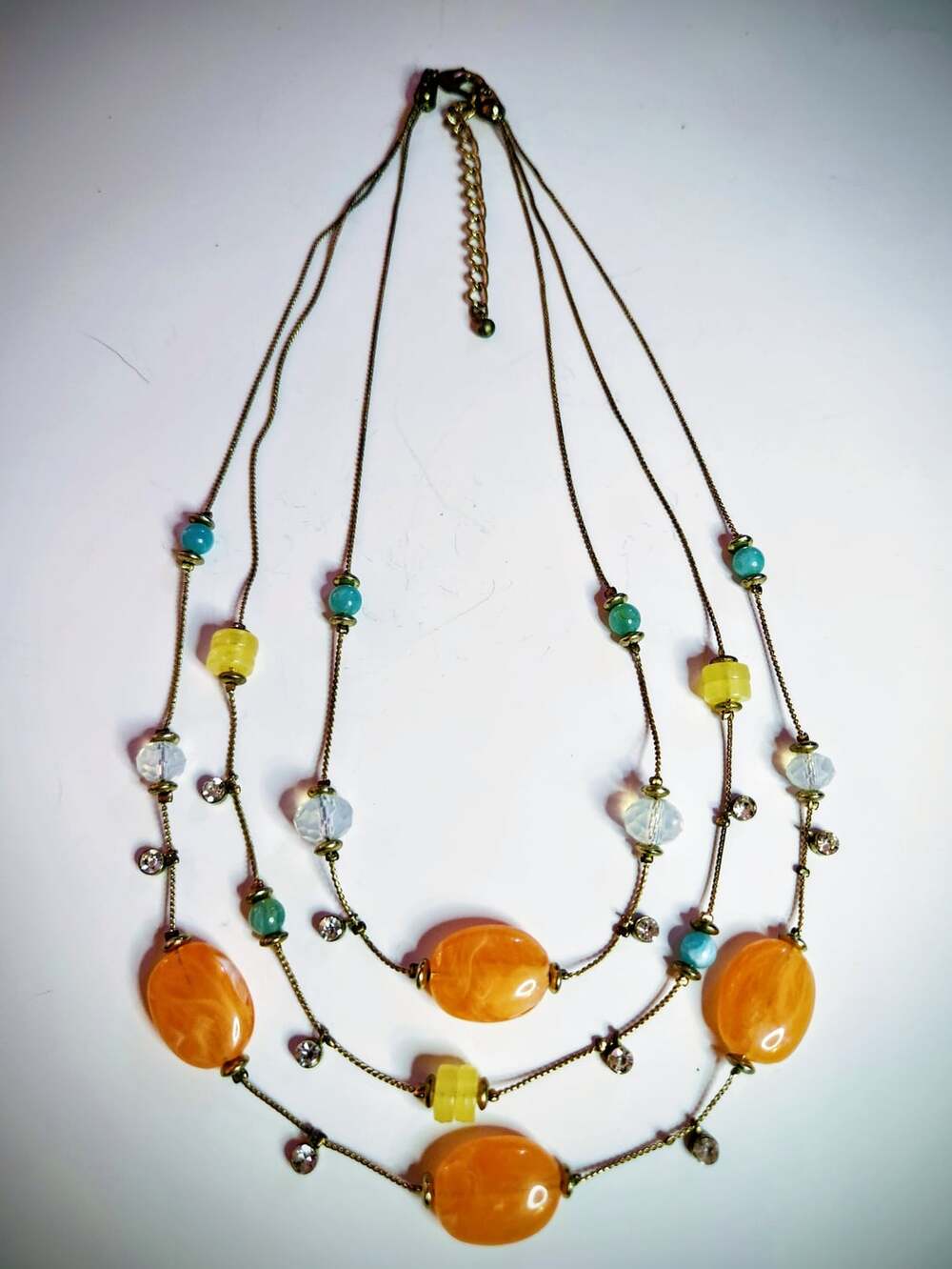 Premier Designs Austin Multi-Strand Necklace with Orange and Turquoise Accents